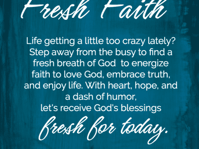 We've got an new look and a fresh vision for GingerHarrington.com! Live better and love more. Find a fresh breath of God to energize your faith to love God, embrace truth, and enjoy life. With heart, hope, and a dash of humor, let's receive God's blessings fresh for today. Come for a visit to refresh your soul.