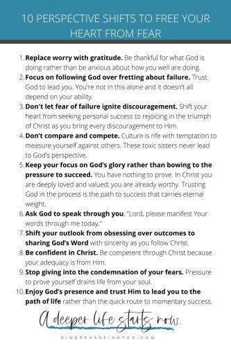 Be encouraged with valuable perspective shifts that can strengthen you to trust God more fully and overcome fear of failure. This printable list is a great way to remember that God can free you from fear of failure.