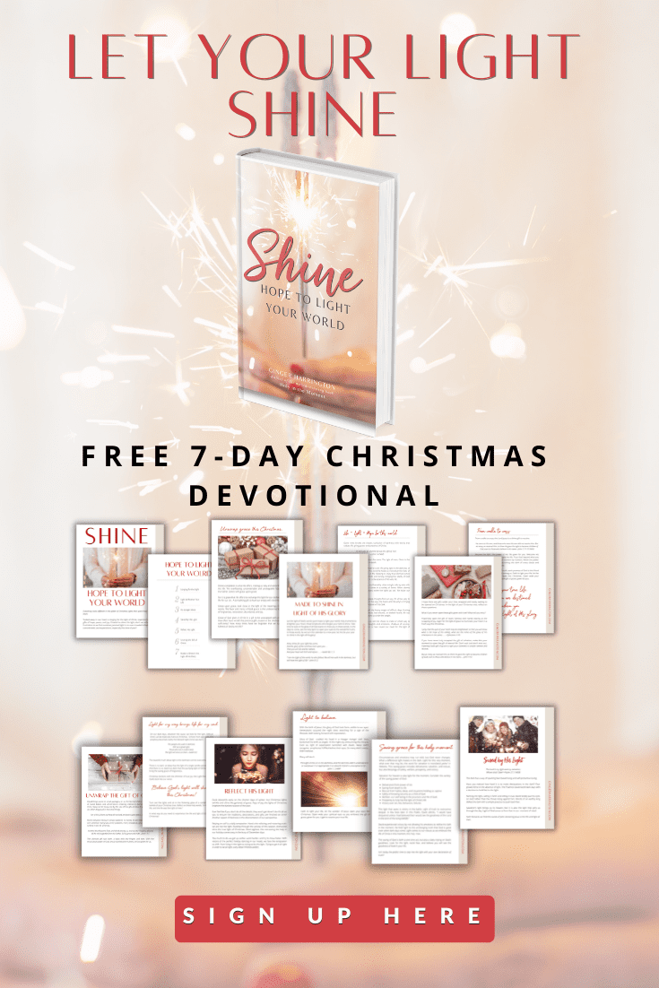 Book cover and pages of 7-day christmas devotional are displayed against a light background