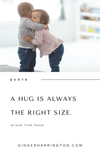 One toddler hugs another child as an expression of love for printable love quote graphics.