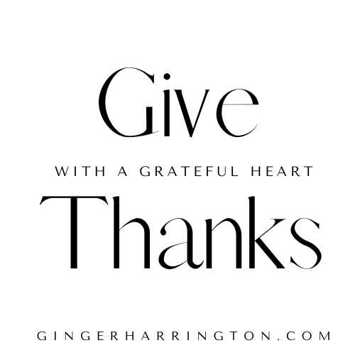 Text on white background with quote on giving thanks with a grateful heart
