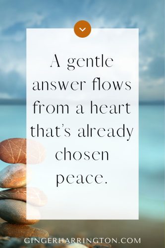 Stacking stones are background for a quote on responding rather than reacting when angry